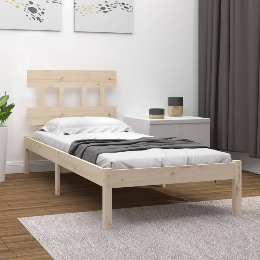 Bedframe Massief Hout 90 x 200 cm Naturel