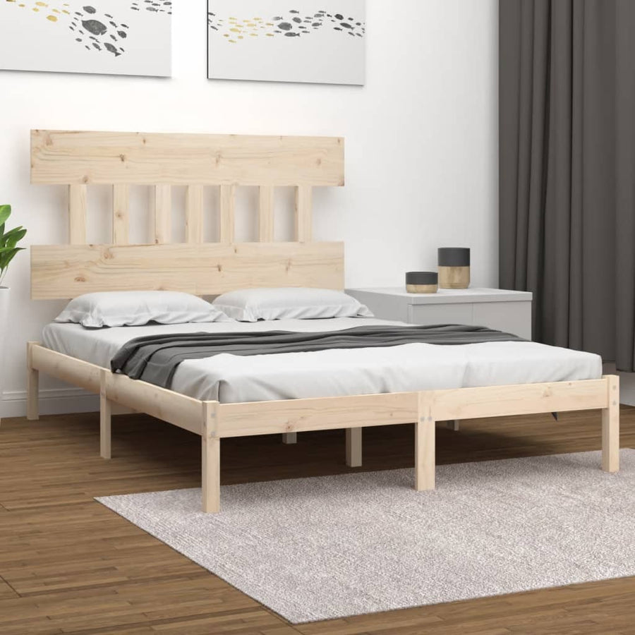 Bedframe Massief Hout 120 x 200 cm Naturel