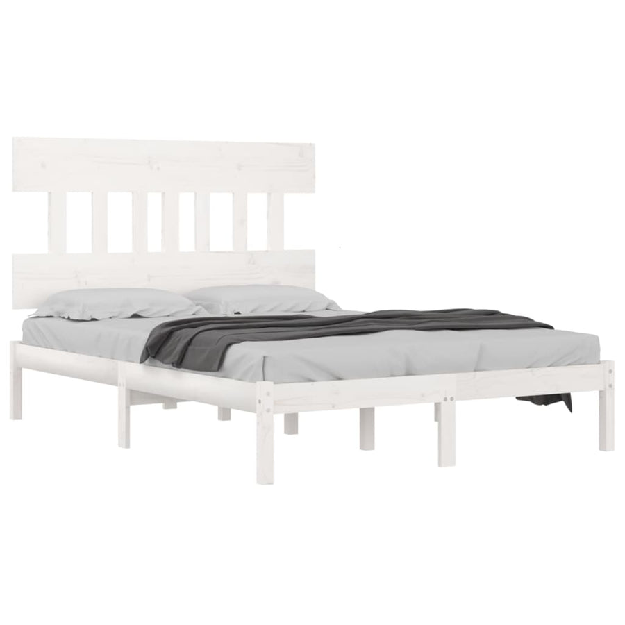 Bedframe Massief Hout 120 x 200 cm Wit