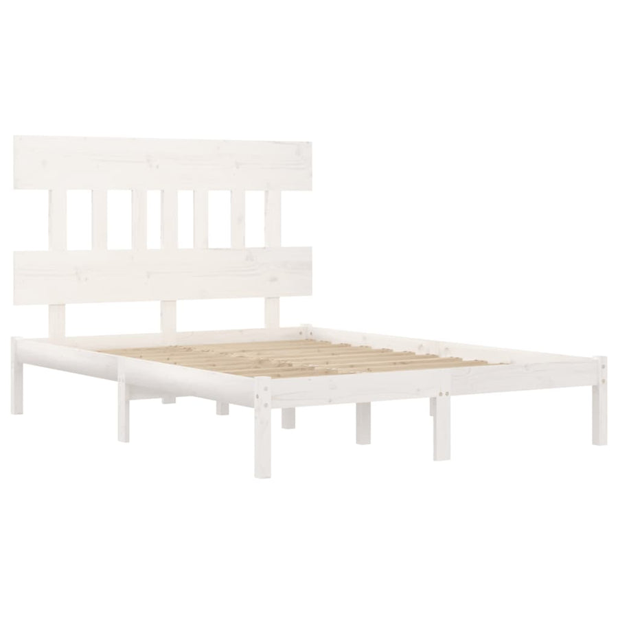 Bedframe Massief Hout 120 x 200 cm Wit