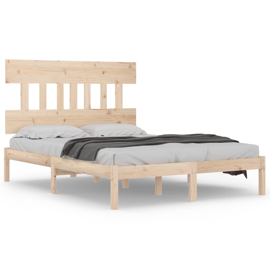 Bedframe Massief Hout 140 x 200 cm Naturel