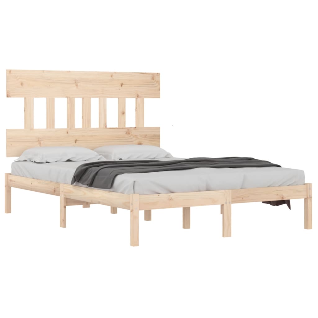 Bedframe Massief Hout 140 x 200 cm Naturel