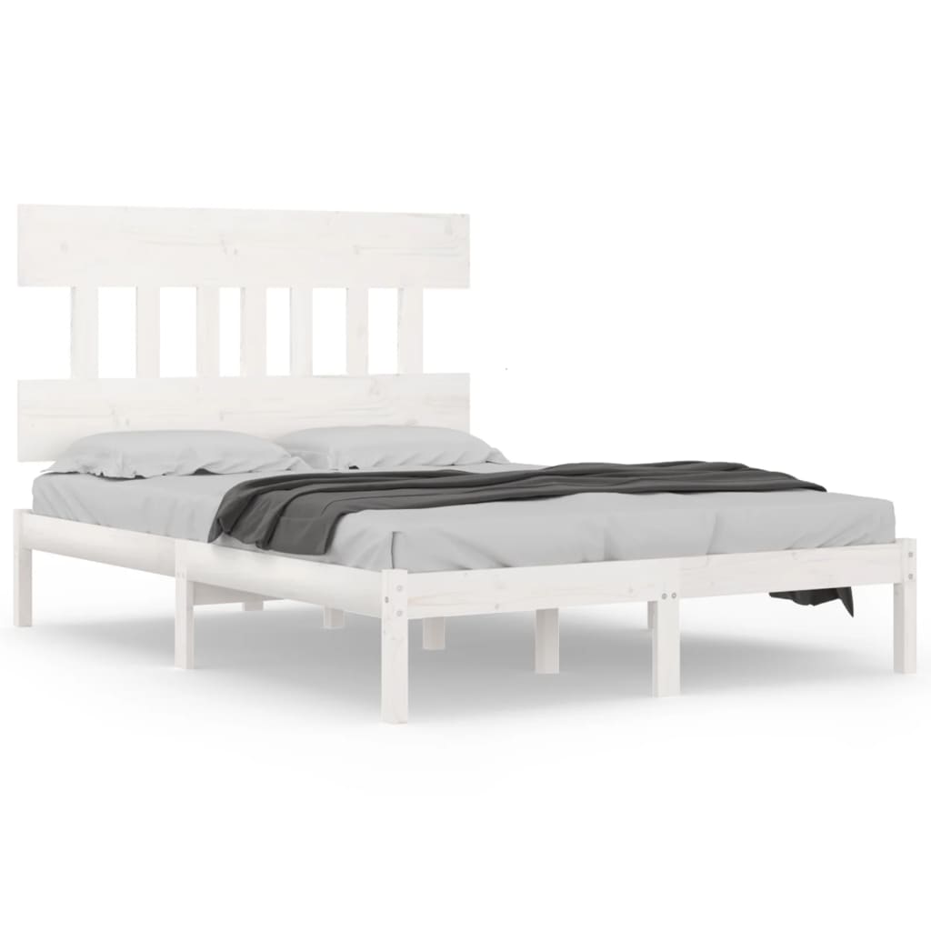 Bedframe Massief Hout 140 x 200 cm Wit