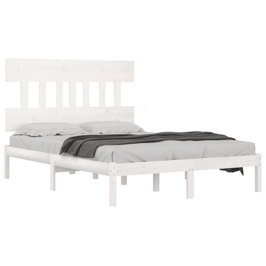 Bedframe Massief Hout 140 x 200 cm Wit