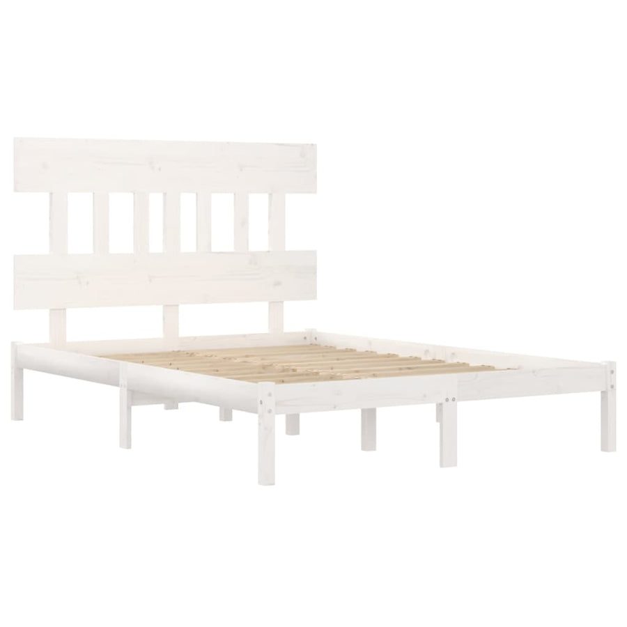 Bedframe Massief Hout 140 x 200 cm Wit