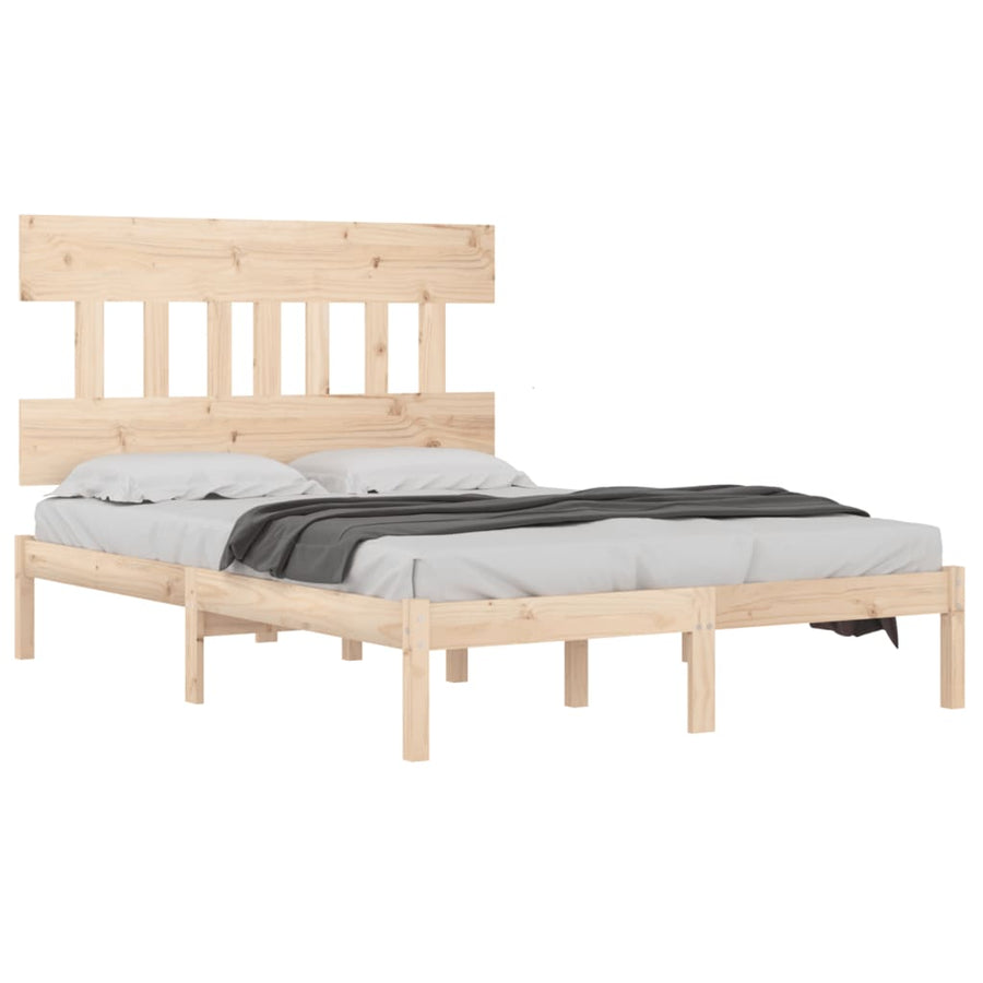Bedframe Massief Hout King Size 150 x 200 cm Naturel
