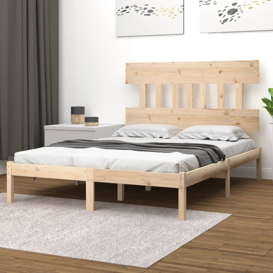 Bedframe Massief Hout King Size 150 x 200 cm Naturel