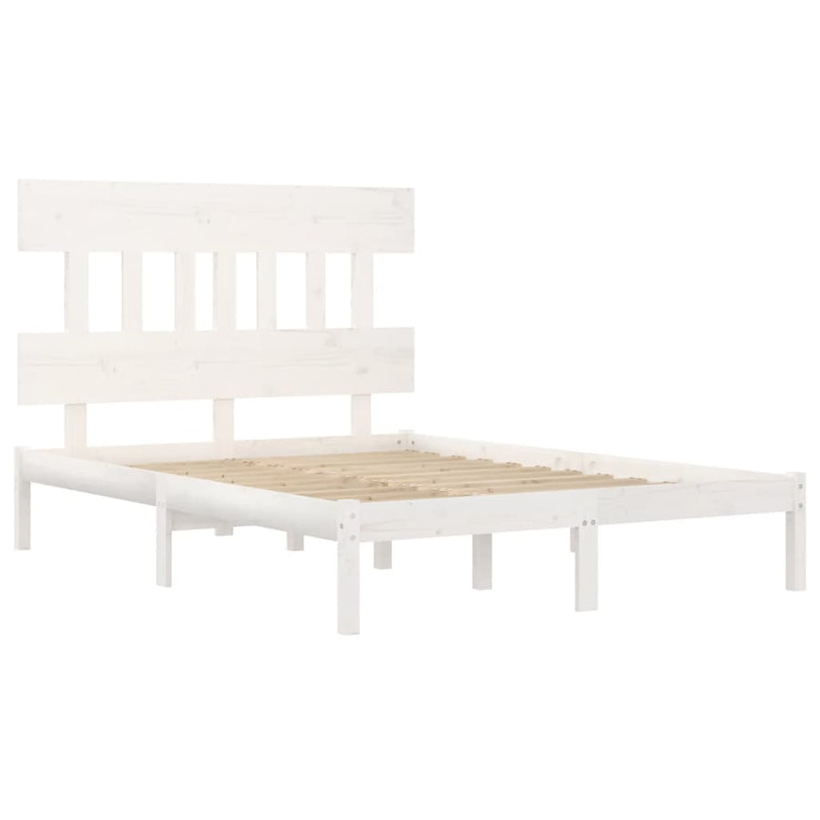 Bedframe Massief Hout 160 x 200 cm Wit