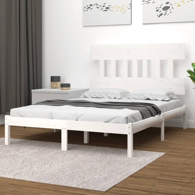 Bedframe Massief Hout 160 x 200 cm Wit