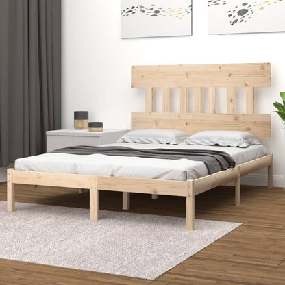 Bedframe Massief Hout 200 x 200 cm Naturel