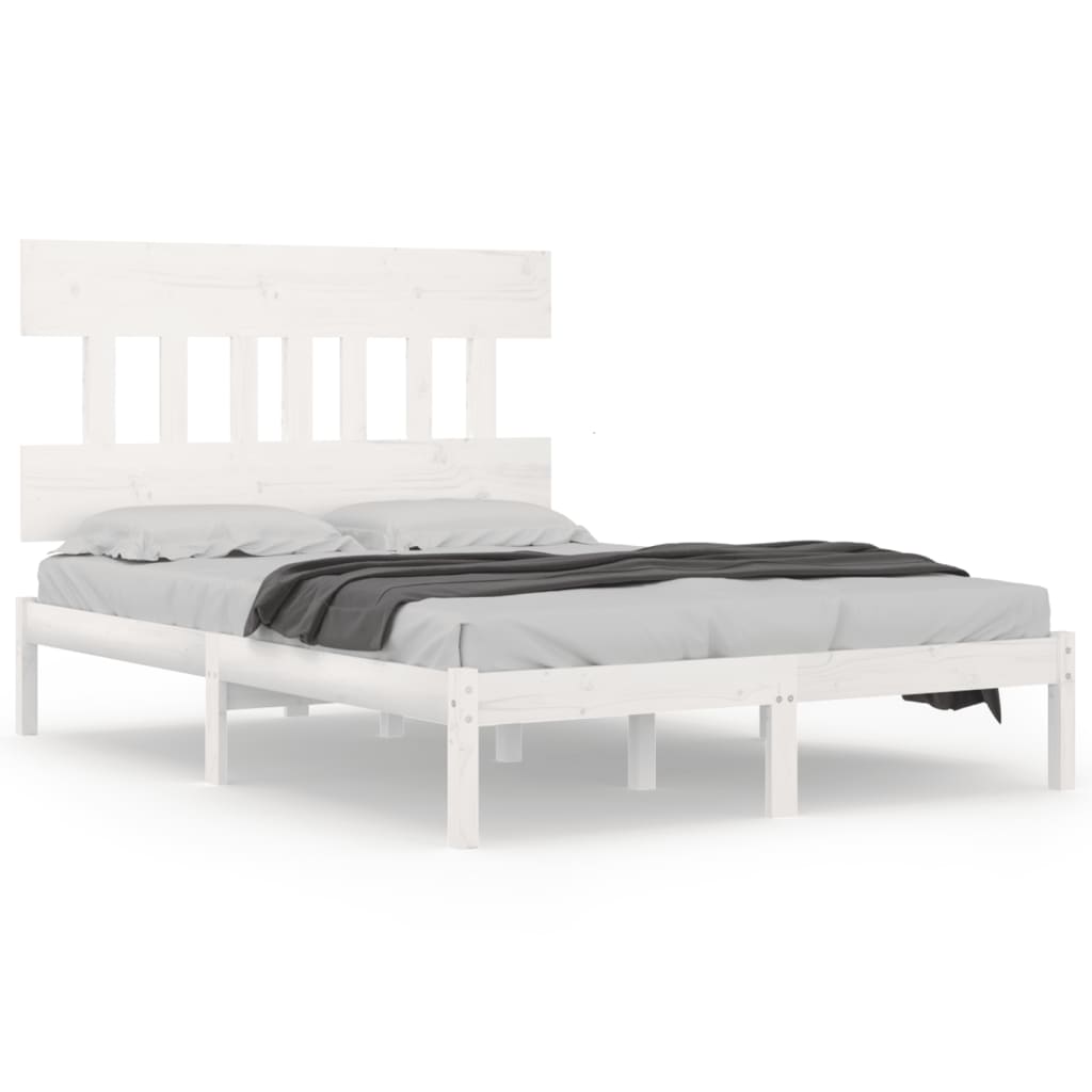 Bedframe Massief Hout 200 x 200 cm Wit