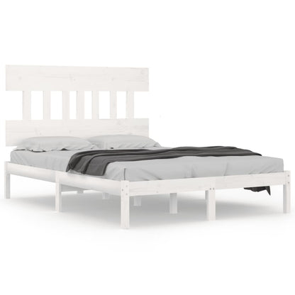 Bedframe Massief Hout 200 x 200 cm Wit
