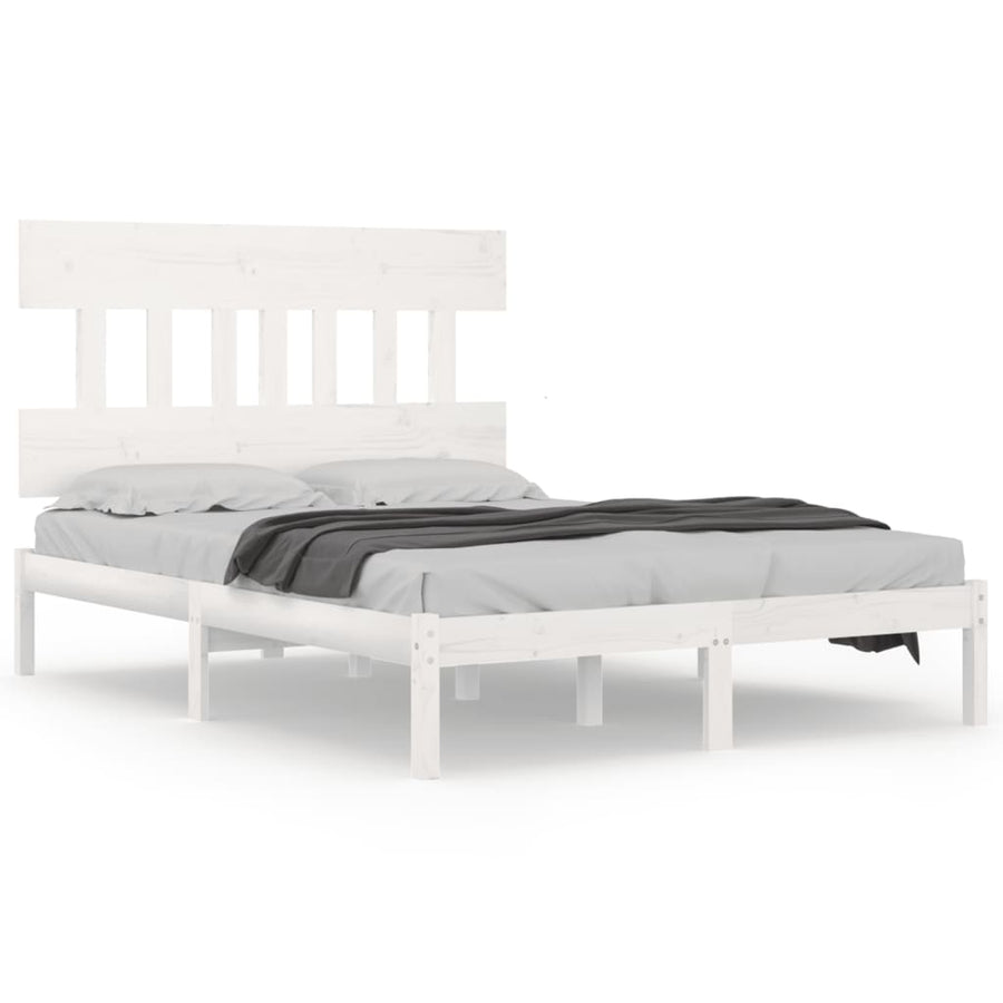 Bedframe Massief Hout 200 x 200 cm Wit
