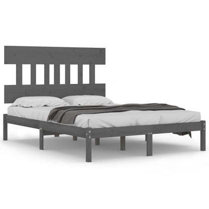 Bedframe Massief Hout 200 x 200 cm Grijs