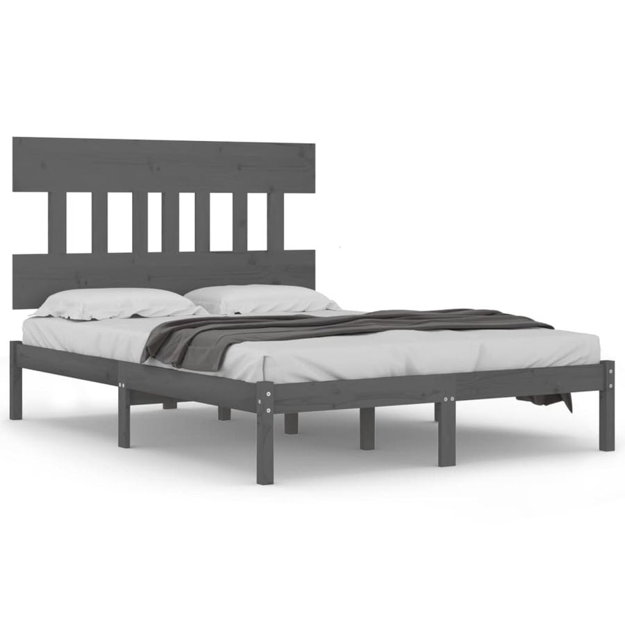 Bedframe Massief Hout 200 x 200 cm Grijs