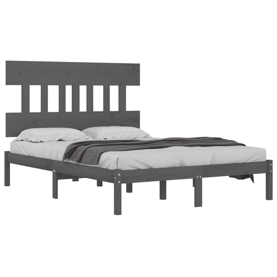 Bedframe Massief Hout 200 x 200 cm Grijs