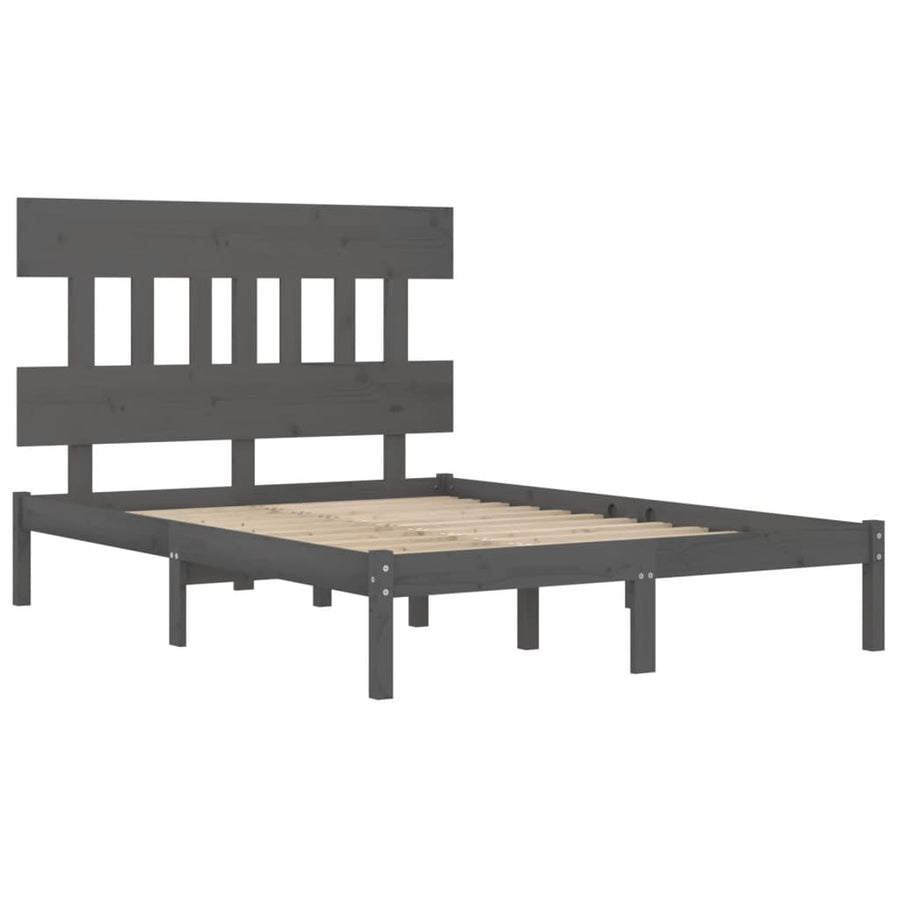 Bedframe Massief Hout 200 x 200 cm Grijs