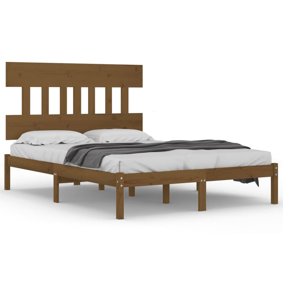 Bedframe Massief Hout 200 x 200 cm Honingbruin