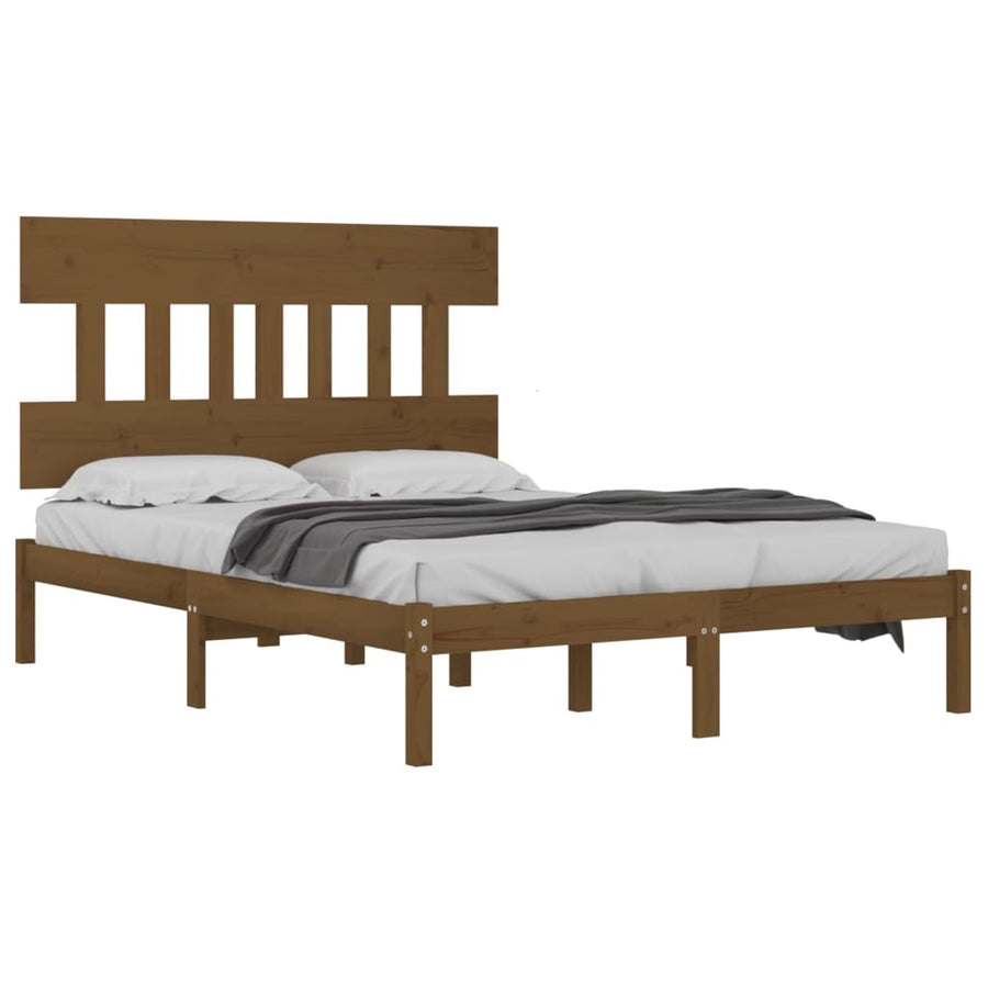 Bedframe Massief Hout 200 x 200 cm Honingbruin