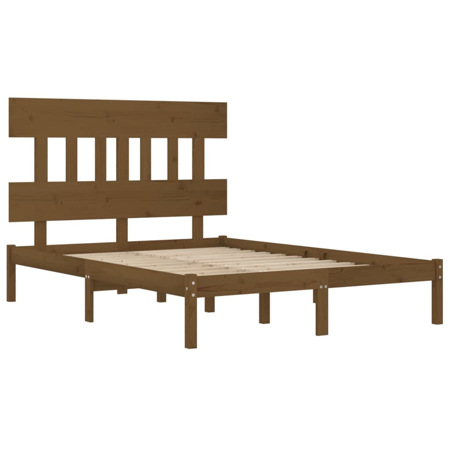Bedframe Massief Hout 200 x 200 cm Honingbruin