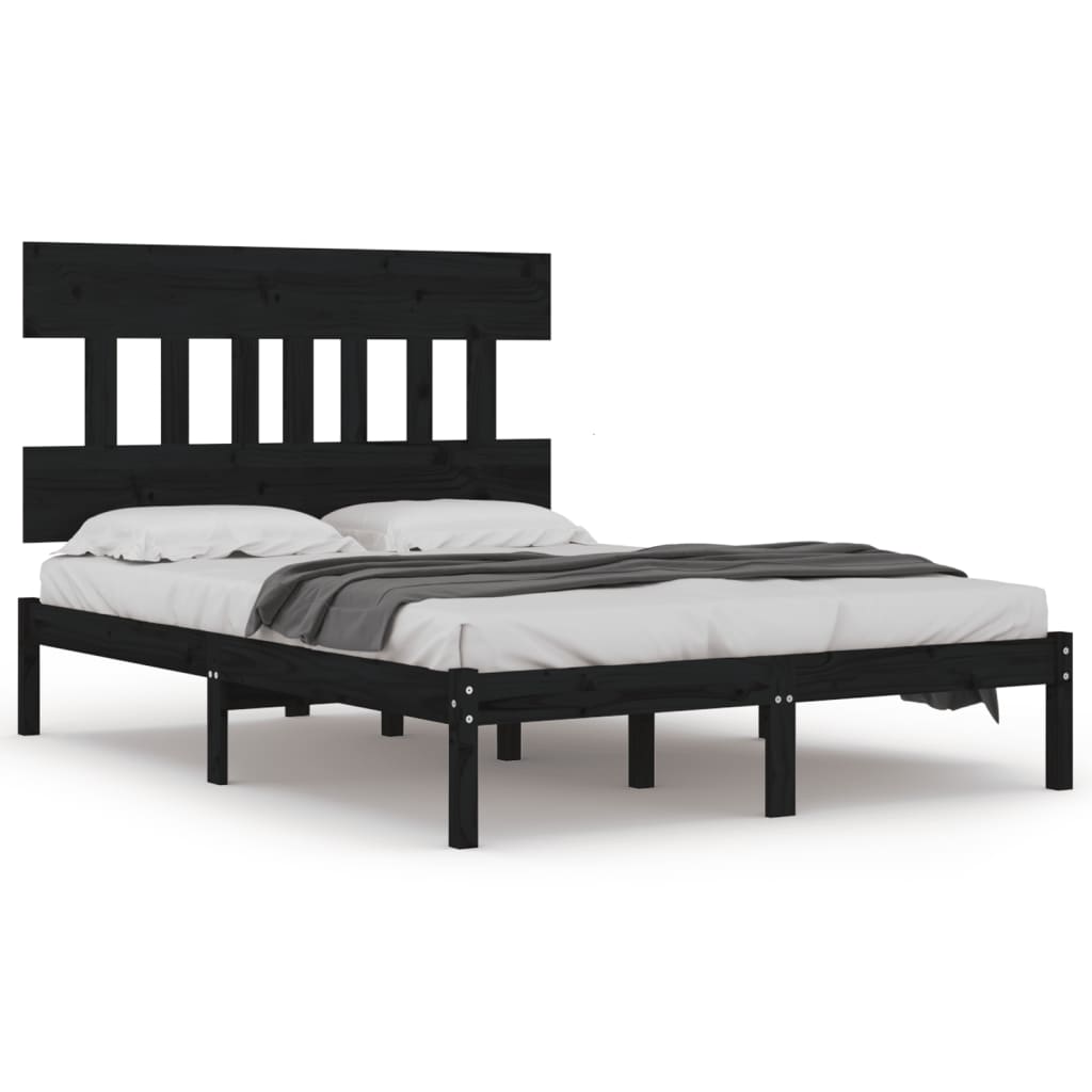 Bedframe Massief Hout 200 x 200 cm Zwart