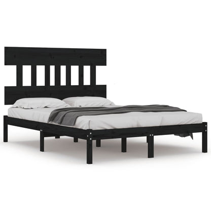 Bedframe Massief Hout 200 x 200 cm Zwart