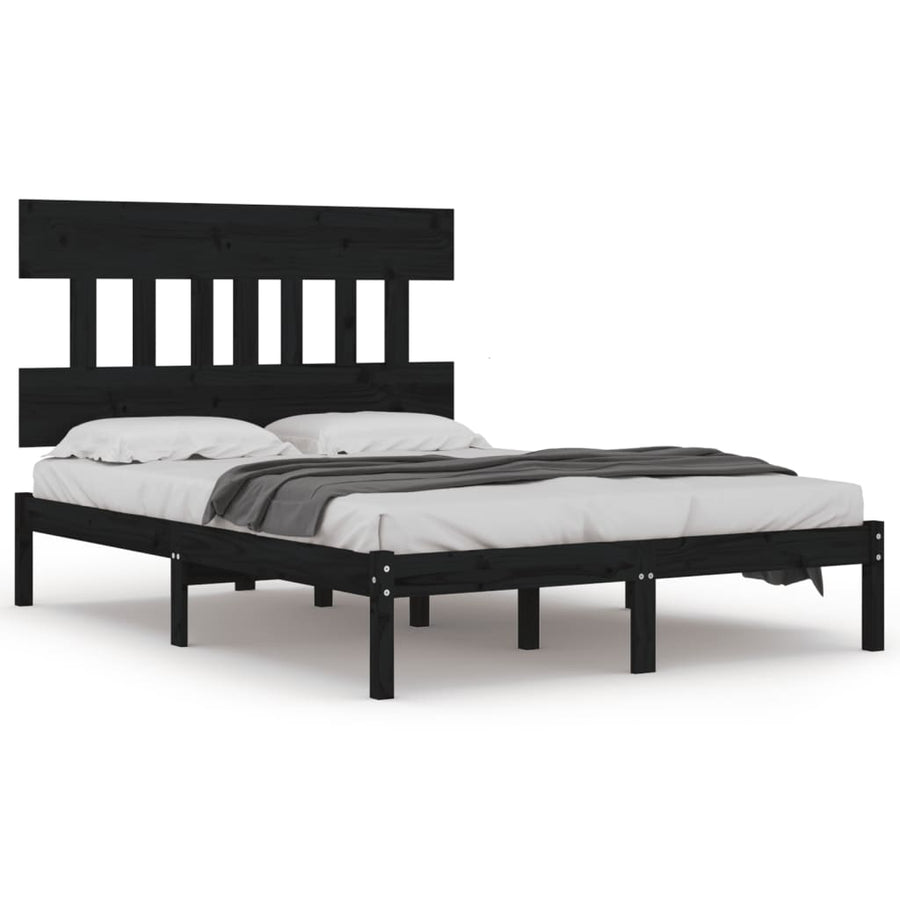 Bedframe Massief Hout 200 x 200 cm Zwart