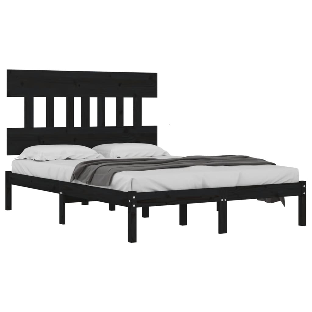 Bedframe Massief Hout 200 x 200 cm Zwart
