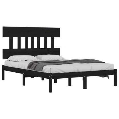 Bedframe Massief Hout 200 x 200 cm Zwart