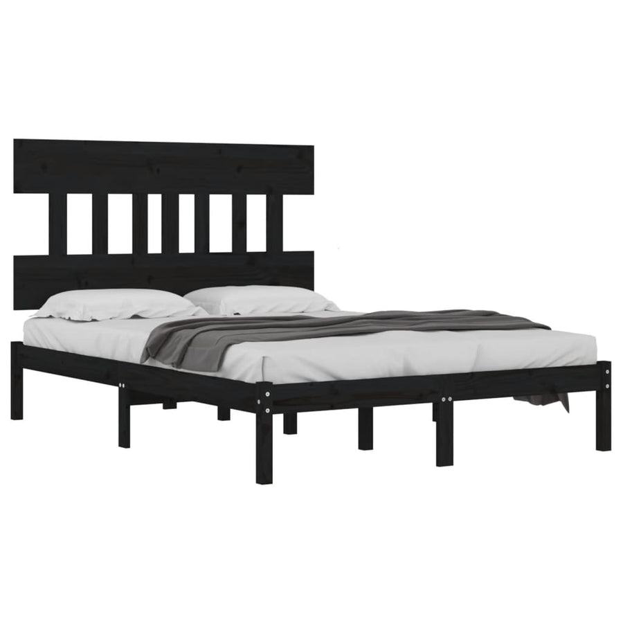 Bedframe Massief Hout 200 x 200 cm Zwart
