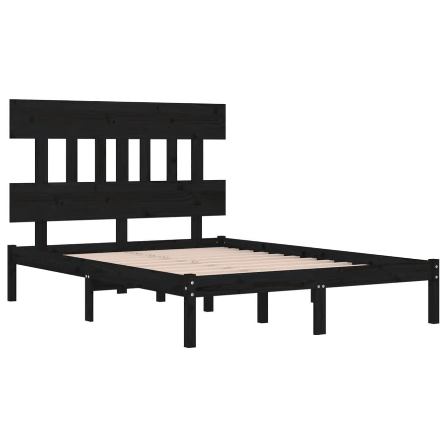 Bedframe Massief Hout 200 x 200 cm Zwart