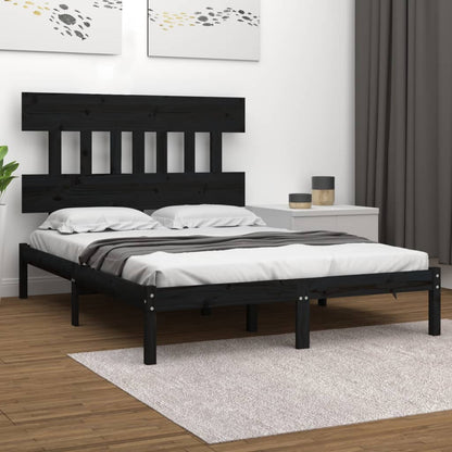 Bedframe Massief Hout 200 x 200 cm Zwart
