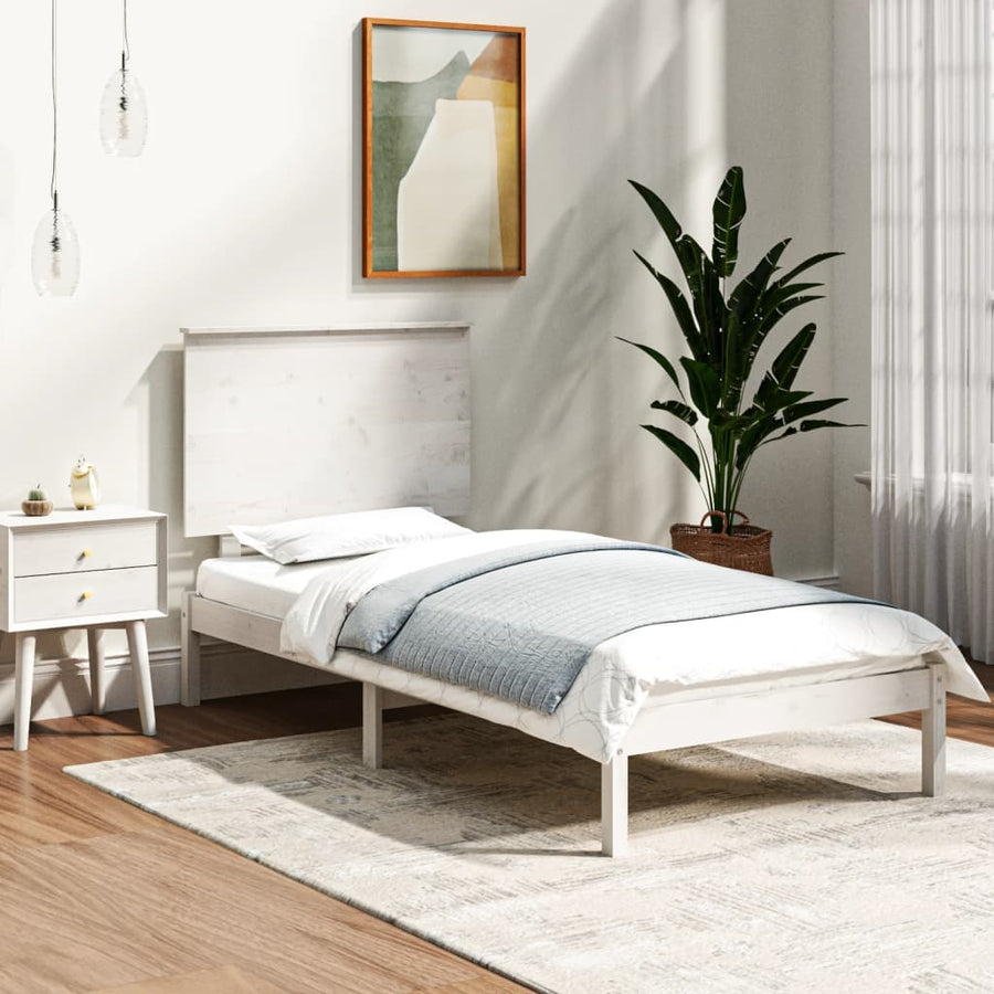 Bedframe Massief Hout 90 x 190 cm Wit