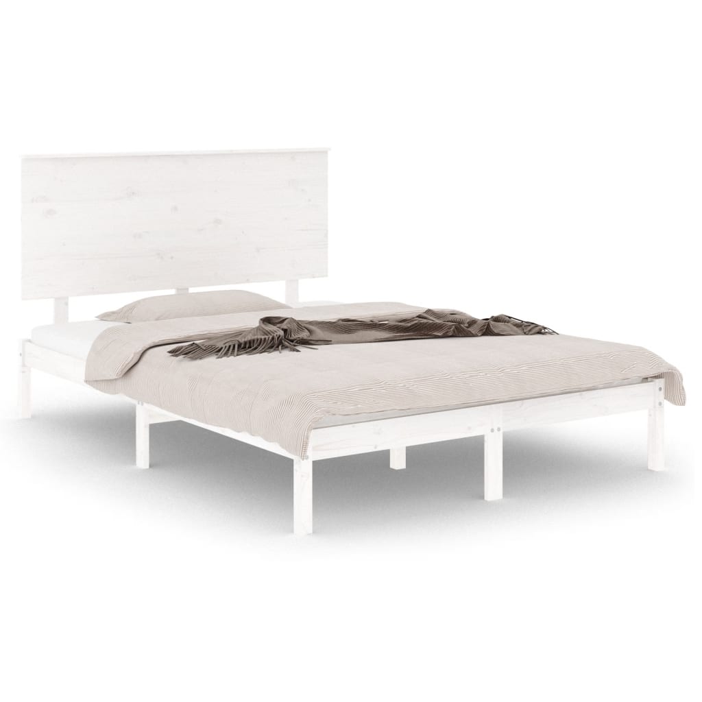 Bedframe Massief Grenenhout 140 x 190 cm Wit