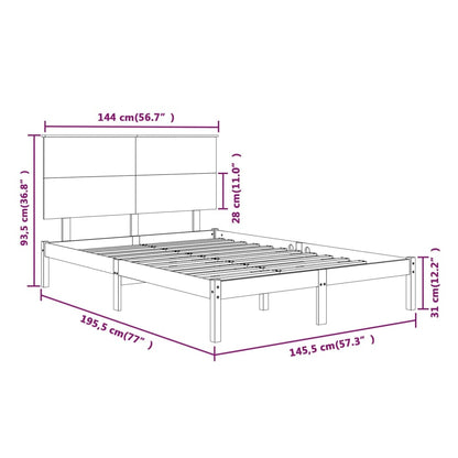 Bedframe Massief Grenenhout 140 x 190 cm Wit