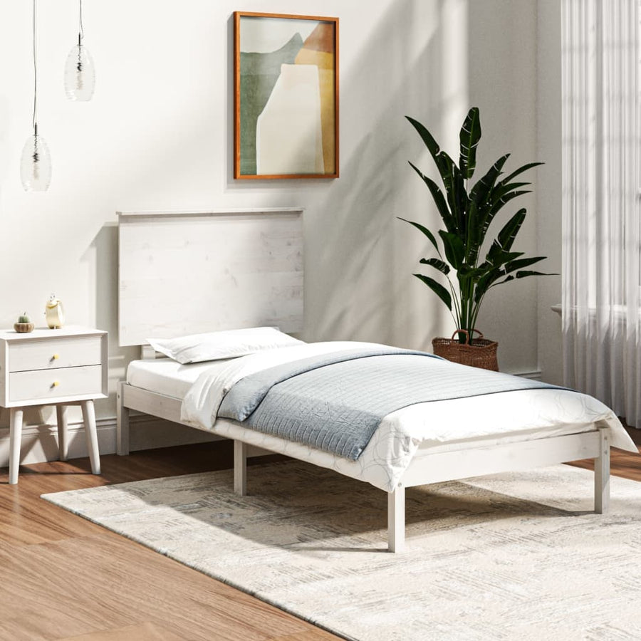 Bedframe Massief Grenenhout 90 x 200 cm Wit