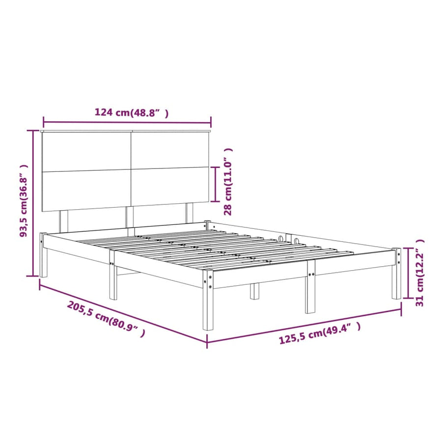 Bedframe Massief Grenenhout 120 x 200 cm Wit