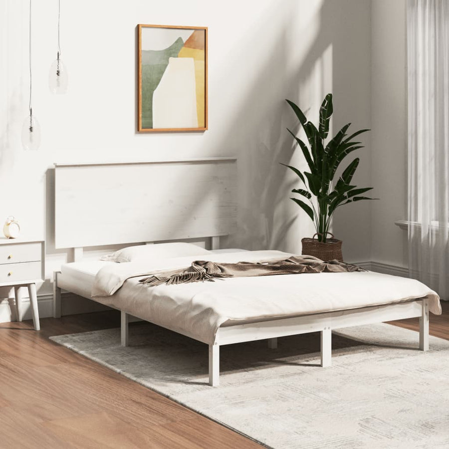 Bedframe Massief Grenenhout 120 x 200 cm Wit