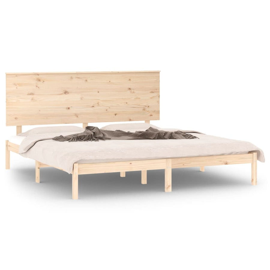 Bedframe Massief Hout 150 x 200 cm Naturel