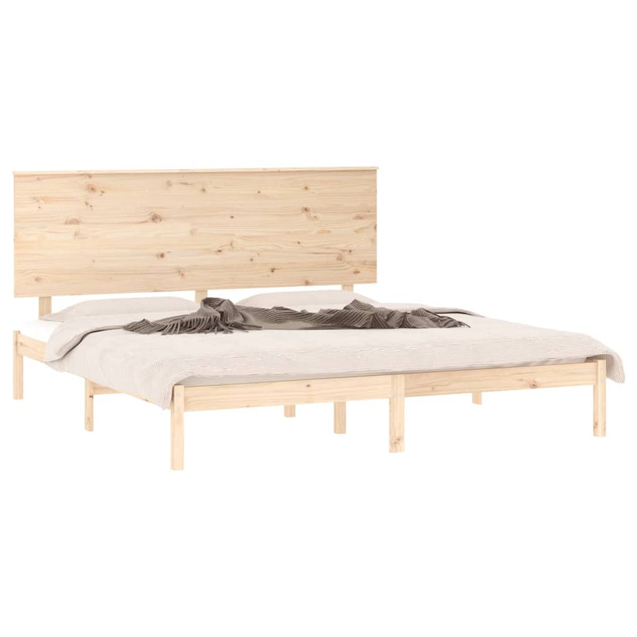 Bedframe Massief Hout 150 x 200 cm Naturel