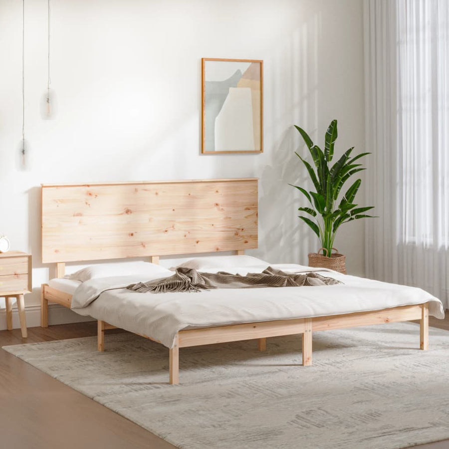 Bedframe Massief Hout 150 x 200 cm Naturel