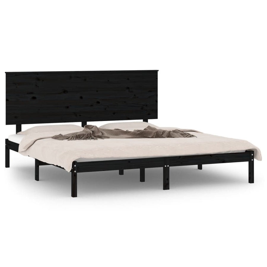 Bedframe Massief Grenenhout 200 x 200 cm Zwart