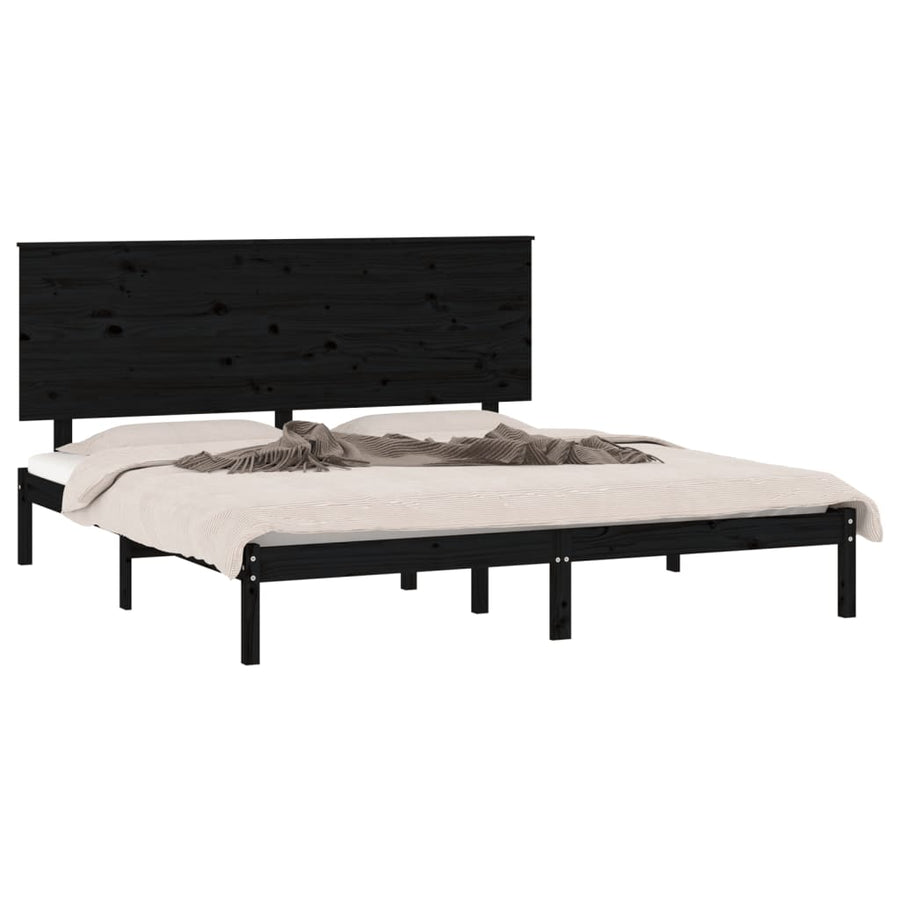 Bedframe Massief Grenenhout 200 x 200 cm Zwart