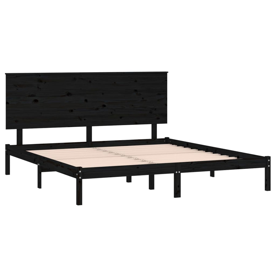 Bedframe Massief Grenenhout 200 x 200 cm Zwart