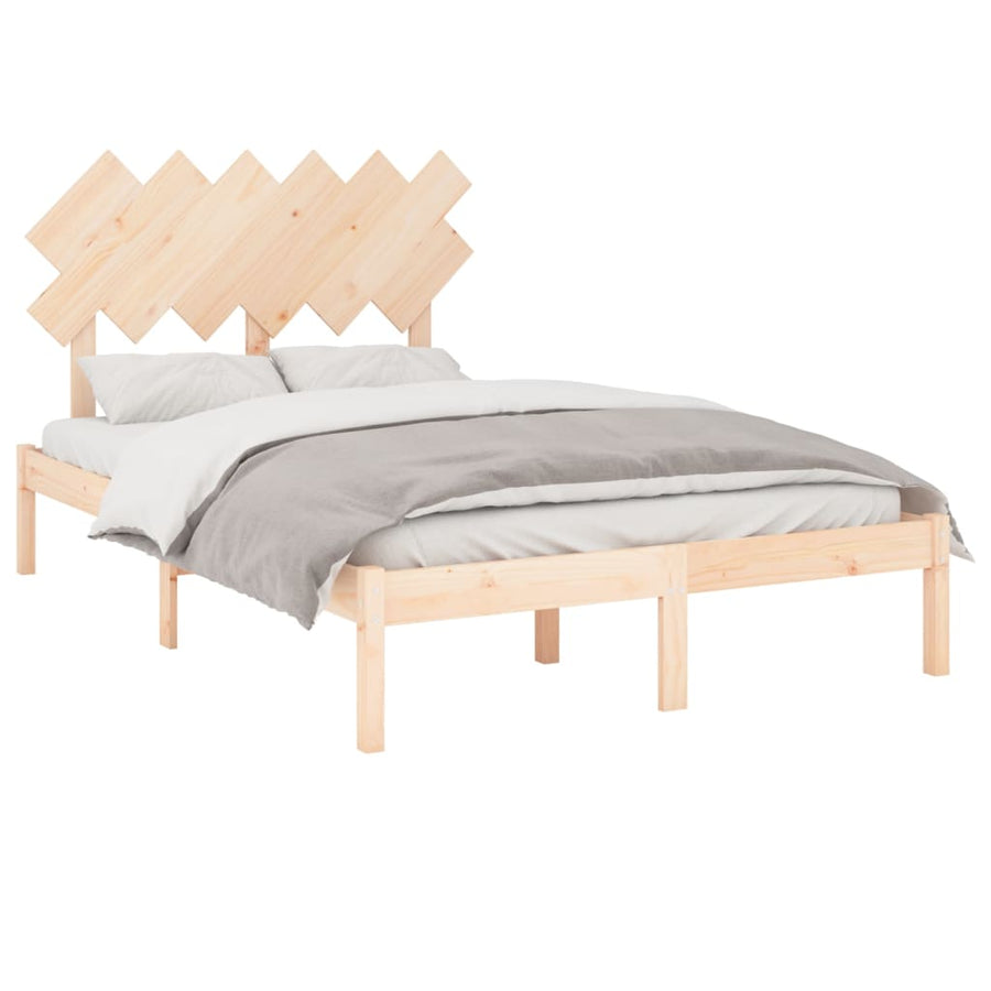 Bedframe Massief Hout 4Ft Small Double 120 x 190 cm Naturel