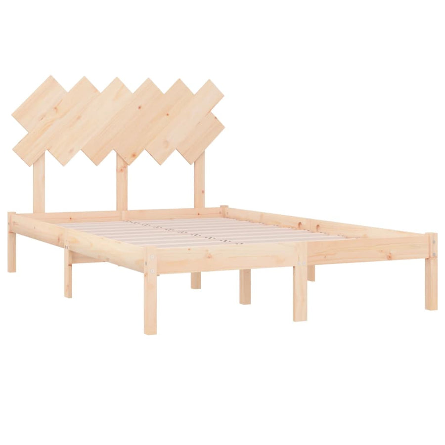 Bedframe Massief Hout 4Ft Small Double 120 x 190 cm Naturel