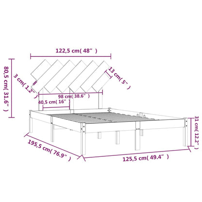Bedframe Massief Hout 4Ft Small Double 120 x 190 cm Naturel