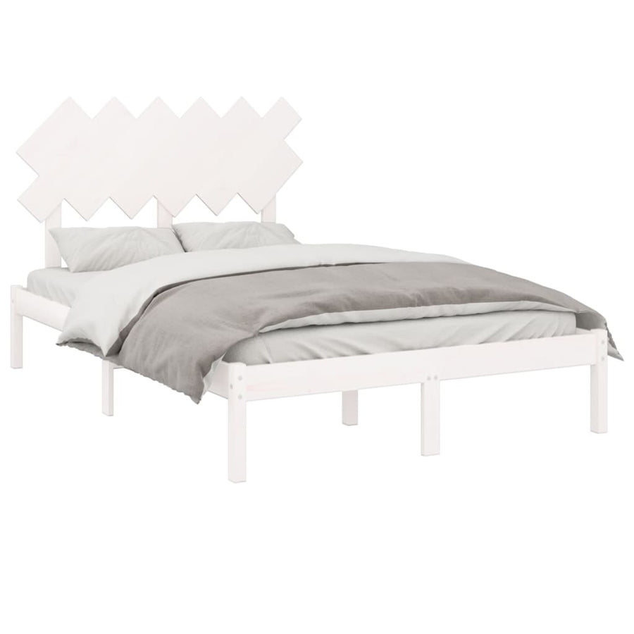 Bedframe Massief Hout 4Ft6 Double 135 x 190 cm Wit
