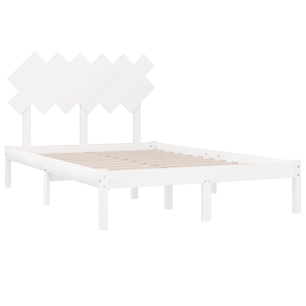 Bedframe Massief Hout 4Ft6 Double 135 x 190 cm Wit