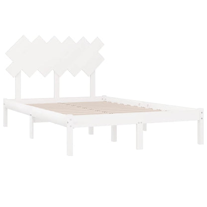 Bedframe Massief Hout 4Ft6 Double 135 x 190 cm Wit